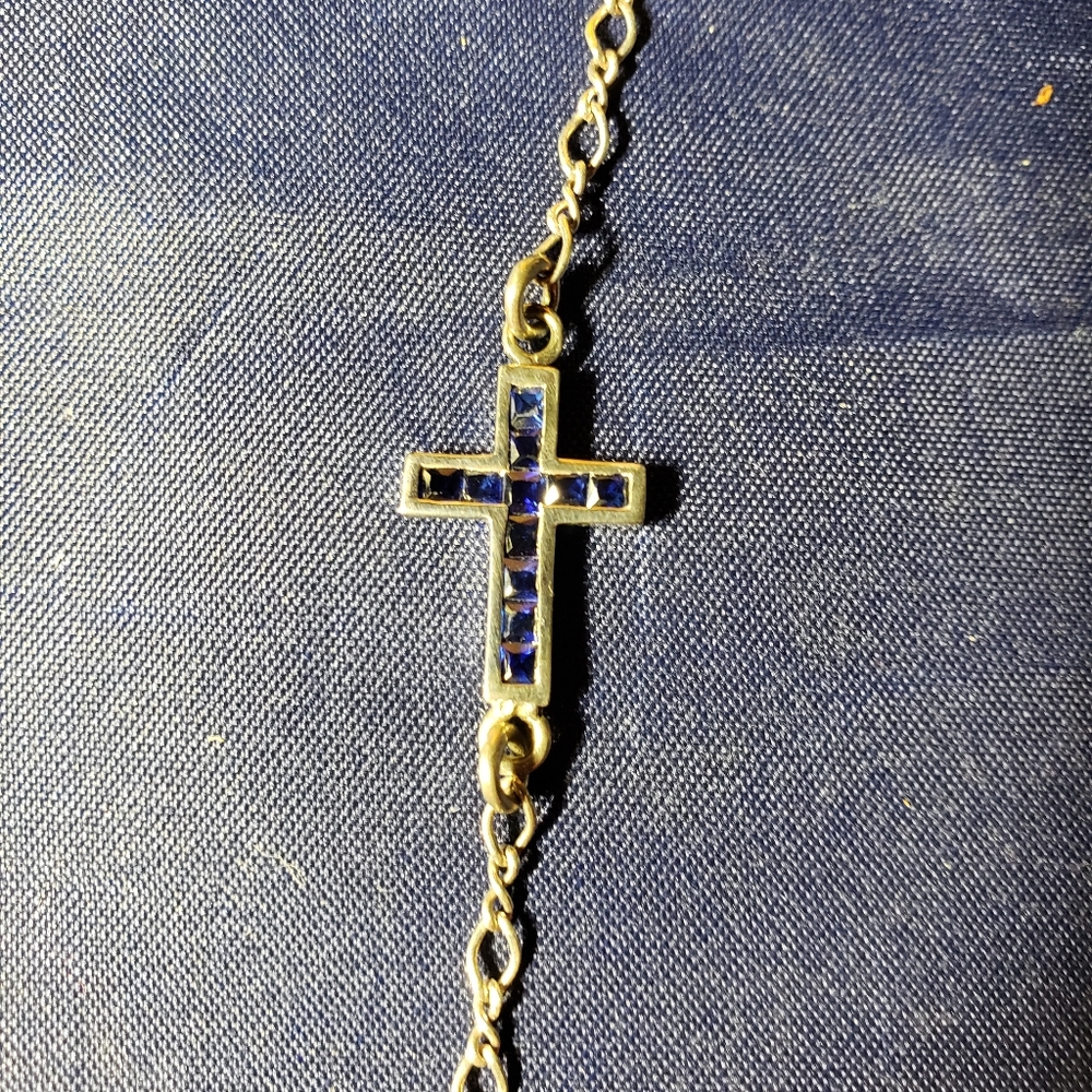 Hand made sterling silver cross with crystals